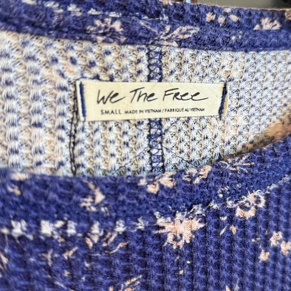 Free People Floral Blue Long Sleeve Top - Picture 2 of 2